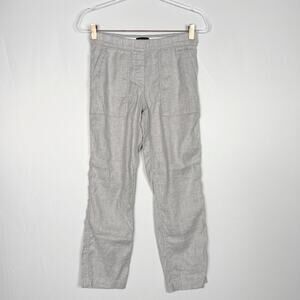 Theory Womens 0 Northsound Caliver High Waisted Linen Blend Pants Gray Cropped